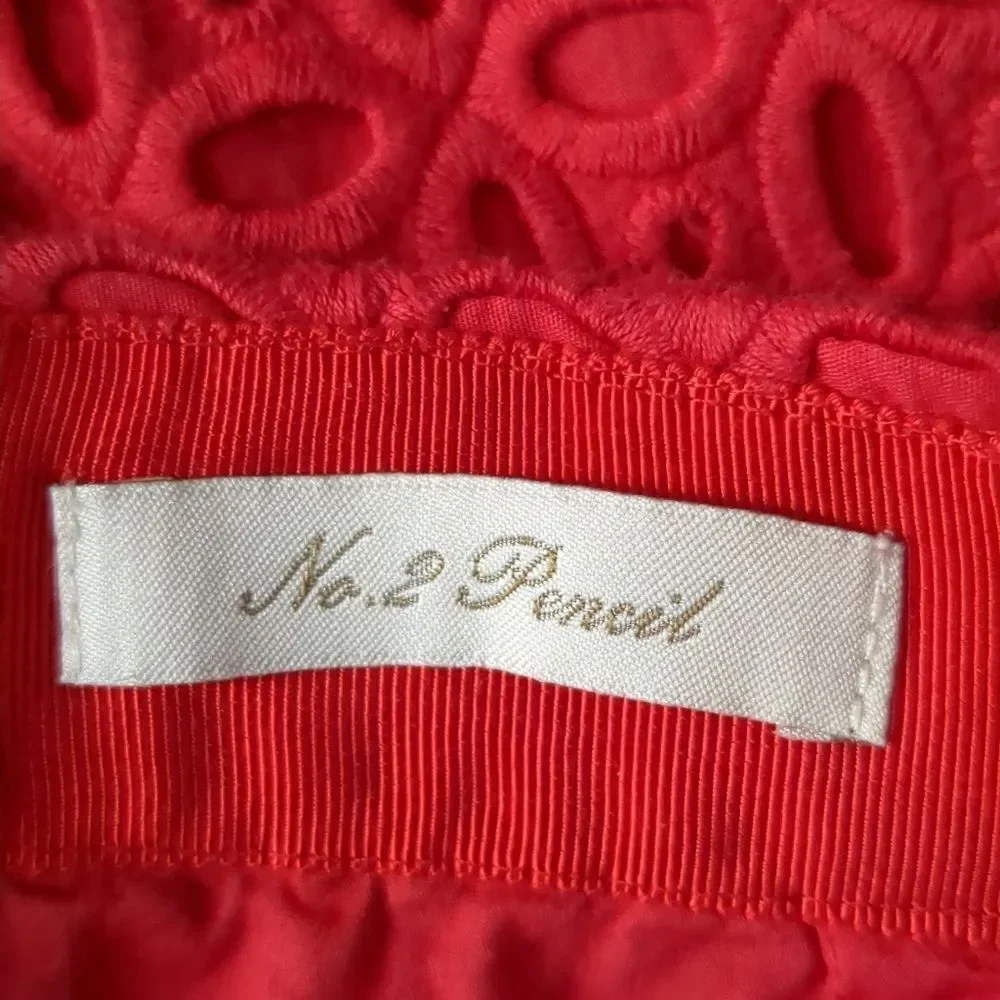 J Crew Eyelet No. 2 Pencil Skirt Red, Womens Size 2